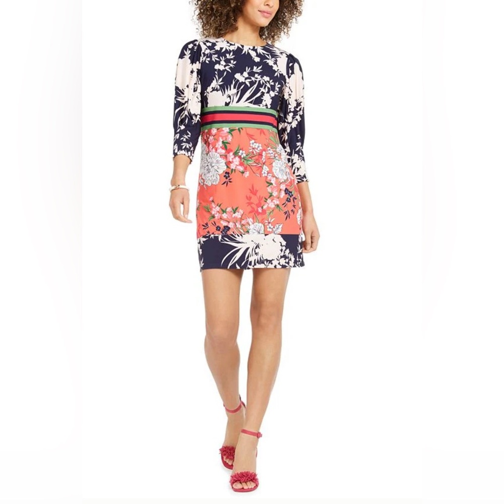 NWT Vince Camuto Color Block Floral Shift Dress
